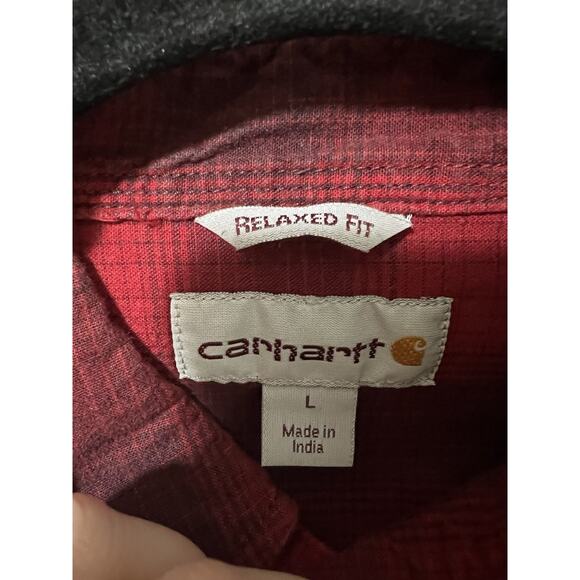Carhartt Mens Life Guatemala Red Plaid Flannel Button Front Shirt Size Large EU - Picture 9 of 10